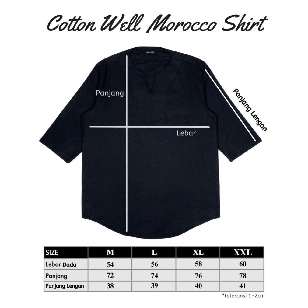 New Cotton Well Morocco Shirt | Kemeja Koko Pria Kerah V Neck Original
