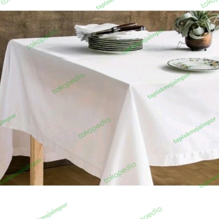 Taplak Meja Putih Kain Polos Hotel dan Restoran