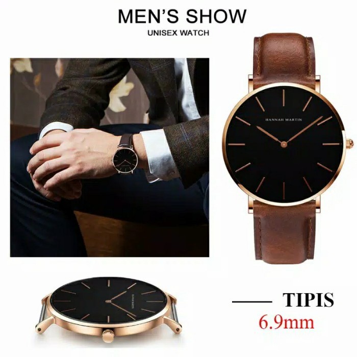 Jam Tangan Pria Hannah Martin Tali Kulit Original