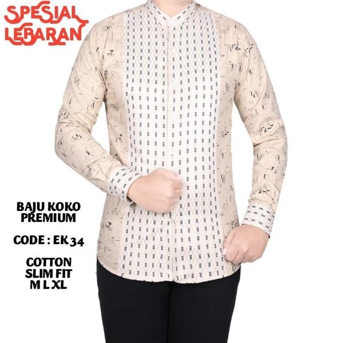 Baju Koko Pria Slim Fit / Kemeja Koko Pria Slim Fit Ek34 Hidayahjumat