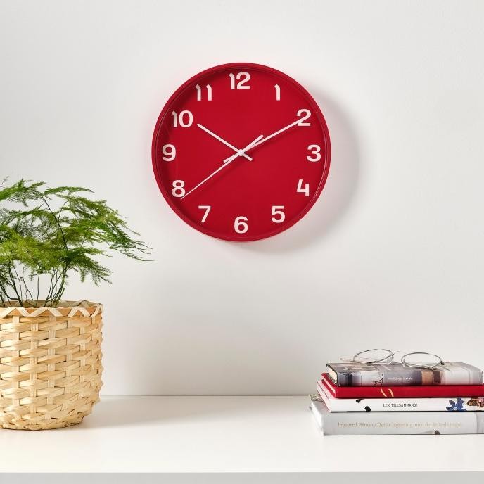 PLUTTIS JAM DINDING IKEA, VOLTASE RENDAH/MERAH, 28 CM