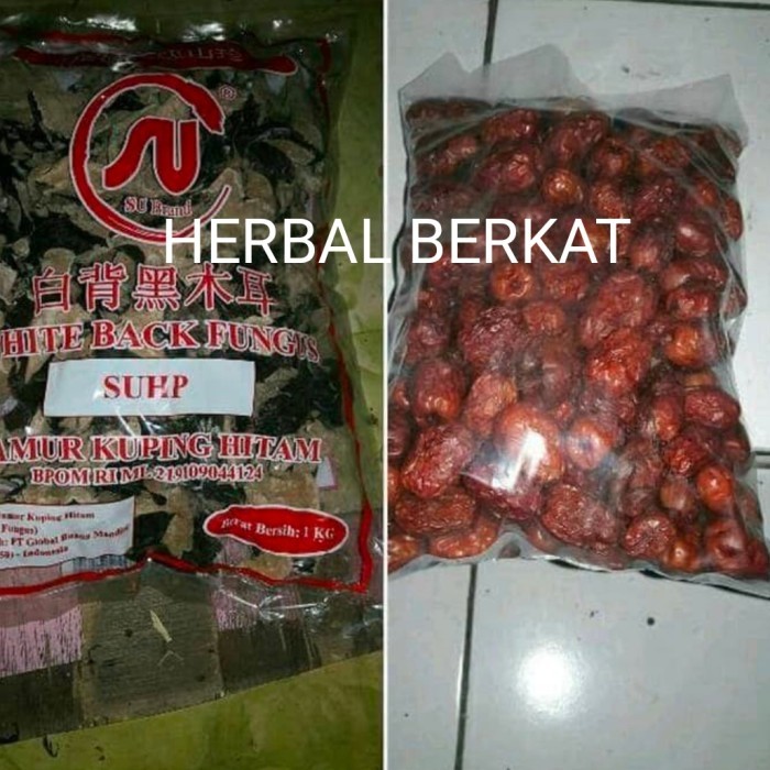 

JAMUR KUPING HITAM PUTIH 1 KG + ANGCO KURMA CINA 1 KG