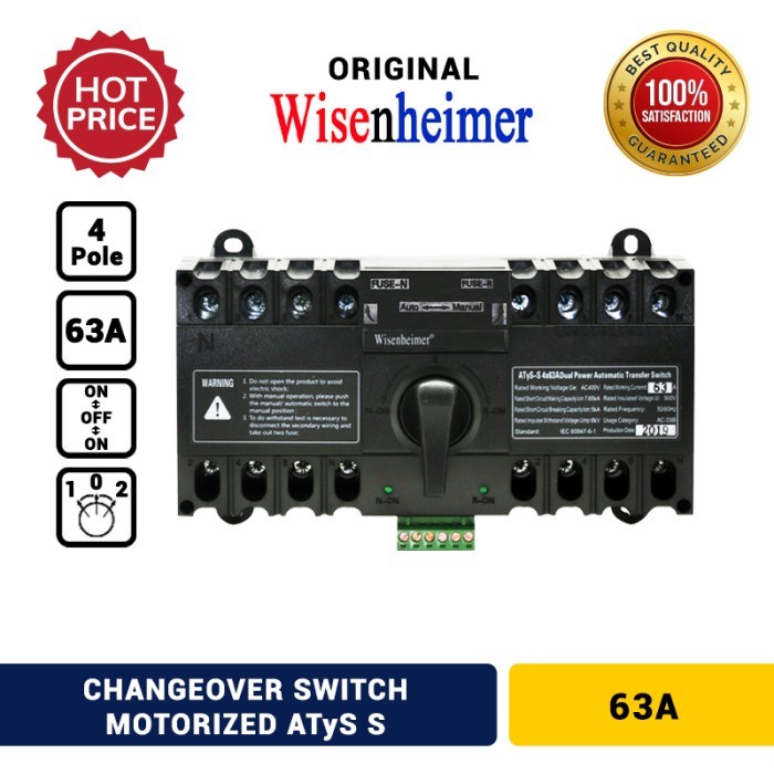 Change Over Switch 4P 63A Motorized Atys Ohm Saklar 63 A Wisenheimer