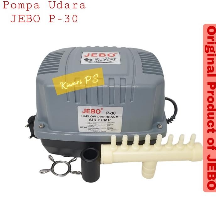 JEBO P30 AIR PUMP POMPA UDARA AERATOR KOLAM AQUARIUM BIOFLOK IKAN P 30