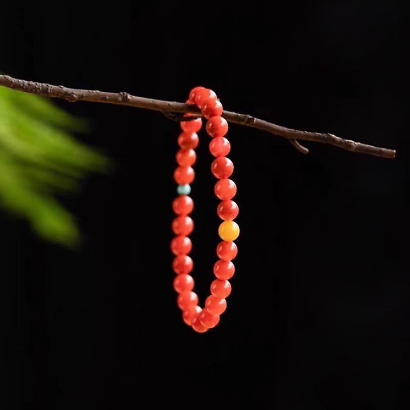 Murni Alami Sichuan Batu Akik Merah Selatan Persimmon Gelang Merah Baoshan Gelang Beeswax Pirus Mani