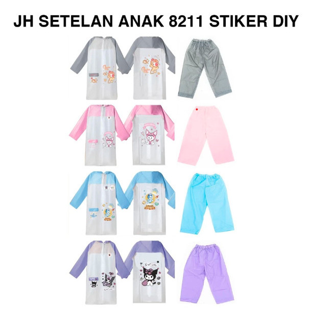 JAS HUJAN SETELAN 8211 DIY KOMBINASI ANAK PEREMPUAN LAKI LAKI MOTIF STIKER KARTUN TEMPEL SENDIRI