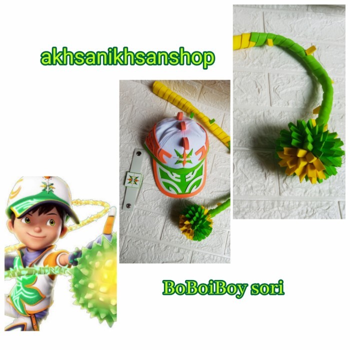 TOPI BOBOIBOY SORI+CAMBUK BOBOIBOY BOBUS GELANG READY YAA
