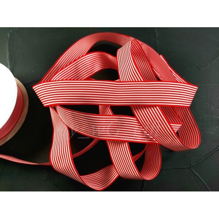 Pita Garis - Garis Merah Putih; Lebar 3.8 Cm; Panjang 50 Yard