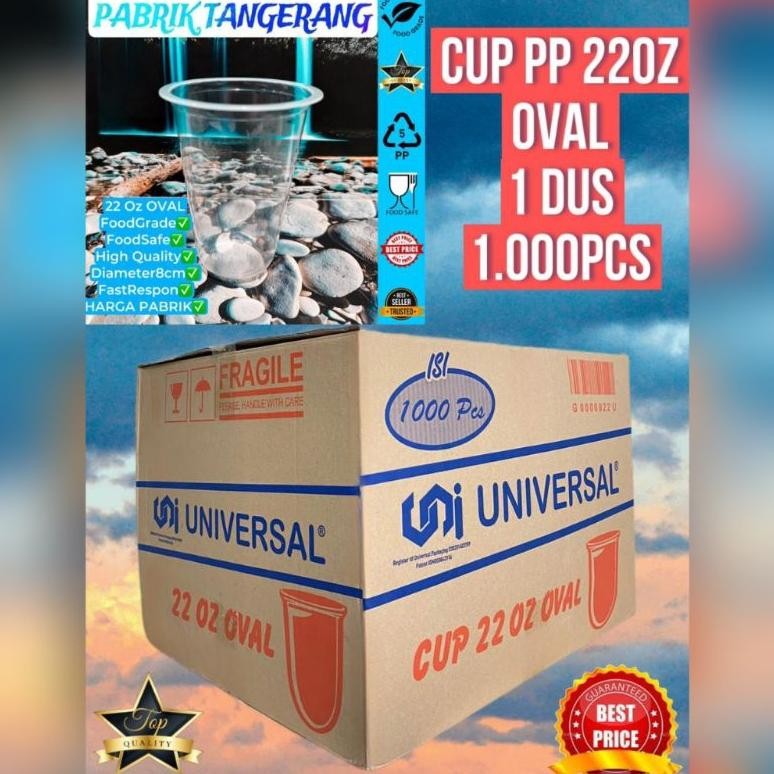 ISI 1PCS CUP OVAL 22oz UNIVERSAL CUP GELAS PLASTIK 22oz GELAS PLASTIK MINUMAN CUP OVAL 18OZ UNIVERSA