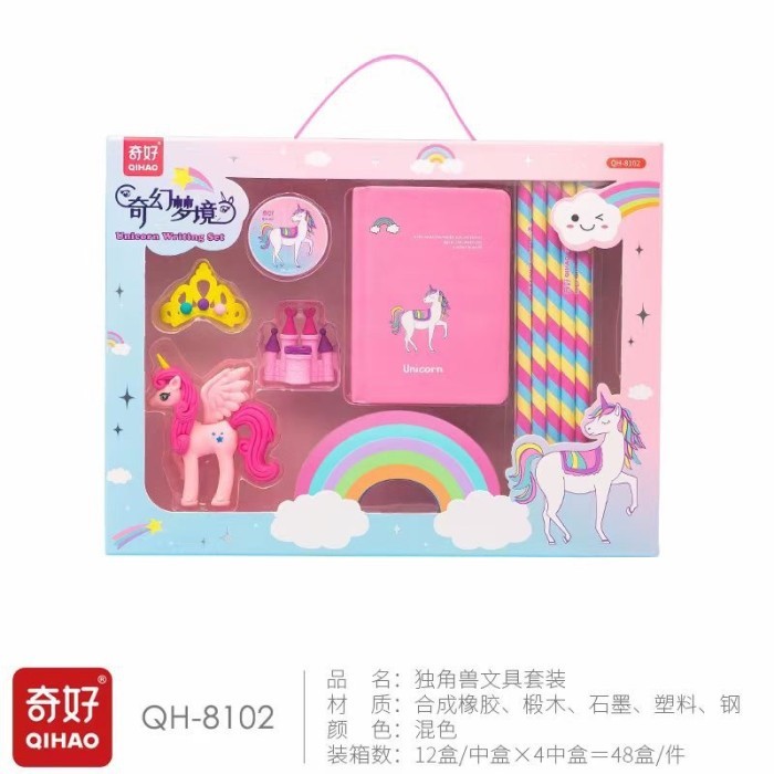 

TERBARU! Alat tulis 1 set karakter unicorn 8in1 - Stationery set kids premium