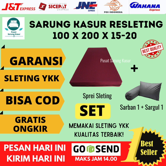 Sarung Kasur Resleting (Set) 100X200 / Bungkus Cover Kasur Busa