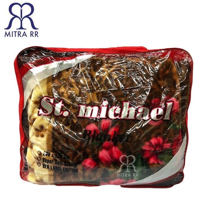 Selimut Bulu St Michael Jumbo 220X200 Red Selimut Halus Lembut Besar Best Seller