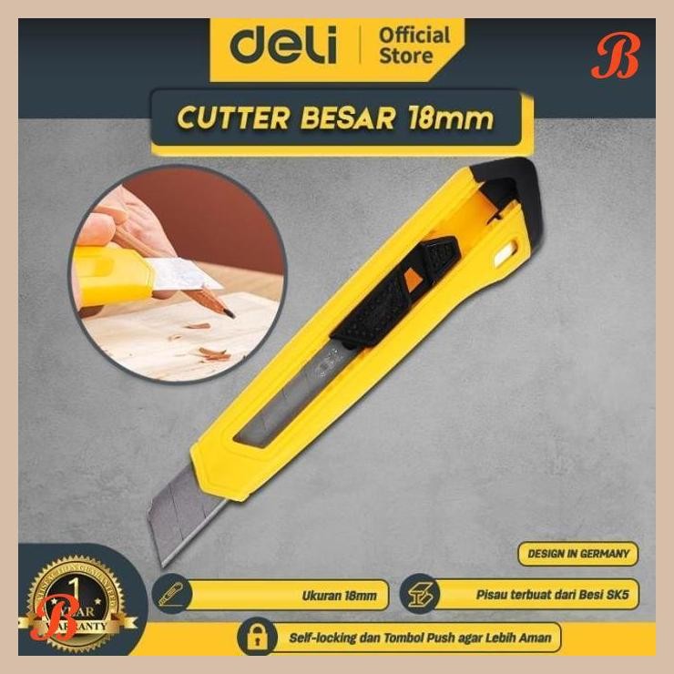 

| JRT | PISAU CUTTER BAJA 18MM DELI SK5 KUNCI MANUAL PERKAKAS EDL018B MURAH