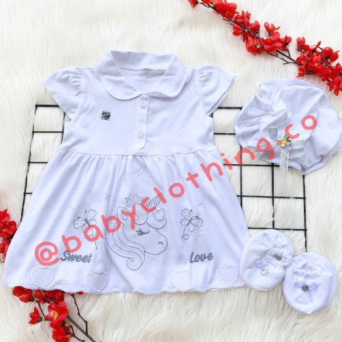 baju dress 0-6 bulan dress merah pesta anak bayi cewek murah -ruf