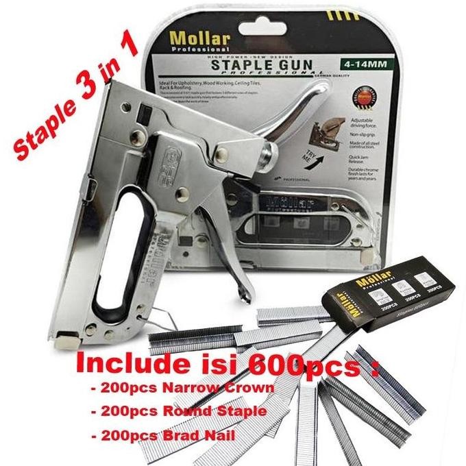 

Promo Gun Tacker Alat Staples dan Paku Tembak 3in1 / Staple Gun Mollar 4-14mm Stapler Gun COD