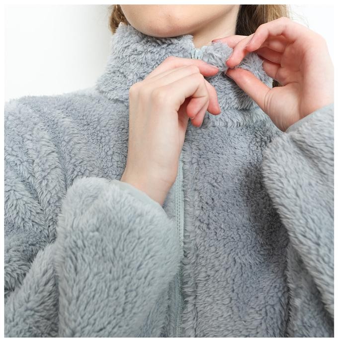 Jaket Winter full fur bulu halus thermal pullover Uniq*lo Jacket Fur Musim Dingin Hangat Coat Zipper