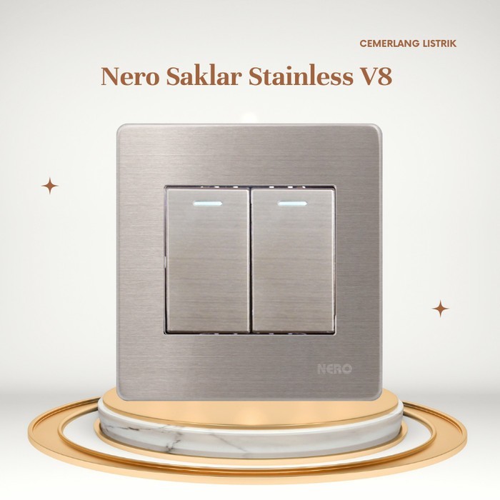 TERMURAH NERO SAKLAR HOTEL STAINLESS V81622 - SAKLAR SERI HOTEL NERO STAINLESS V8