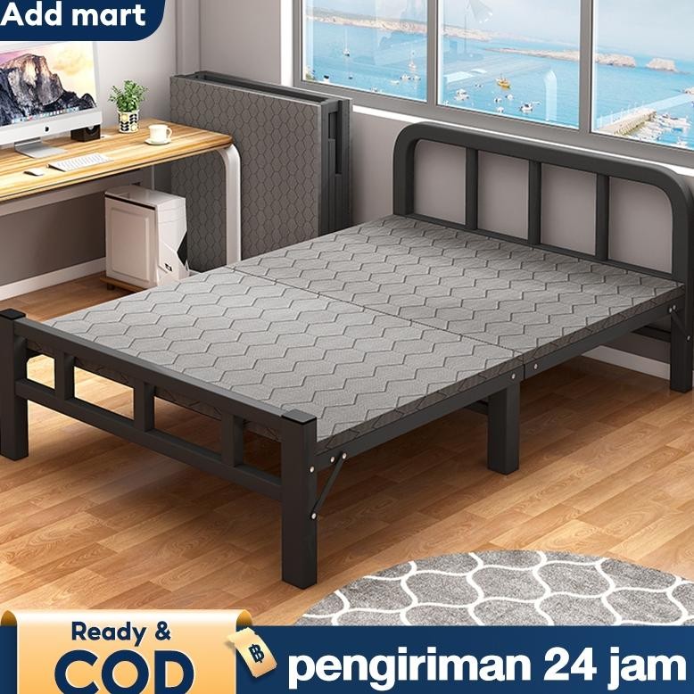 Ranjang Lipat Besi Tempat Tidur Lipat Dipan Besi Folding Bed Portabel Tidak Diperlukan Instalasi