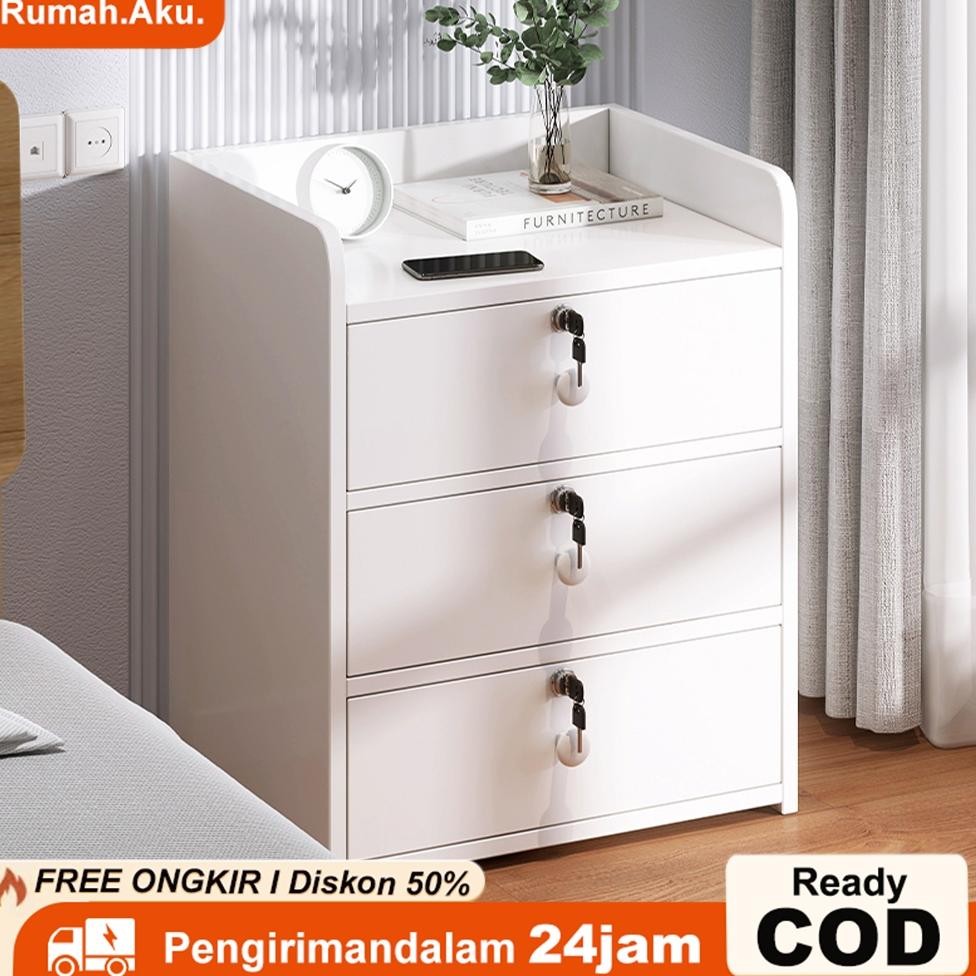 Meja Nakas Dengan kunci Laci Meja Nakas nimalis Meja Kamar Aesthetic Meja Nakas kayu Bedside Table N