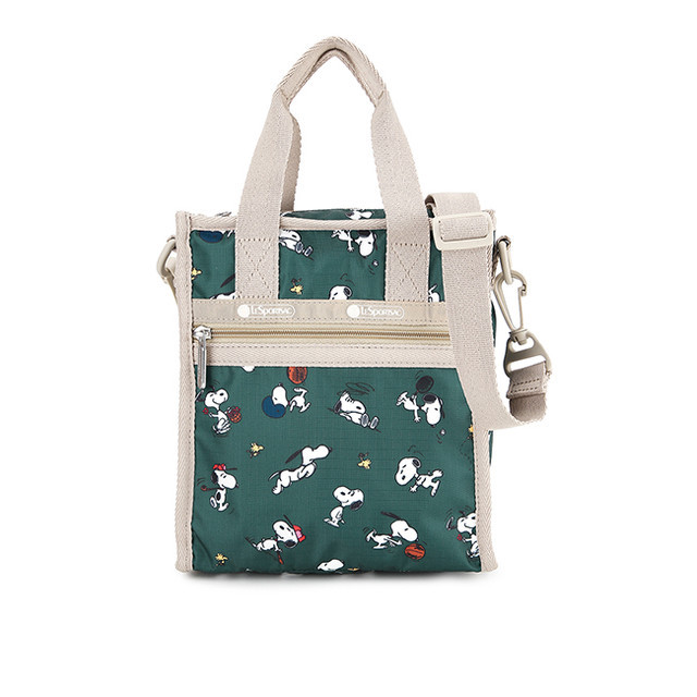 LeSportsac MINI N/S TOTE In SNOOPY AND WOODSTOCK GRN L3714HC47W24