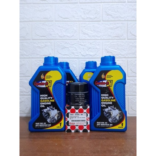 Paket oli daihatsu genuine 5w 30 & filter oli xenia/rocky/sigra/ayla/luxio