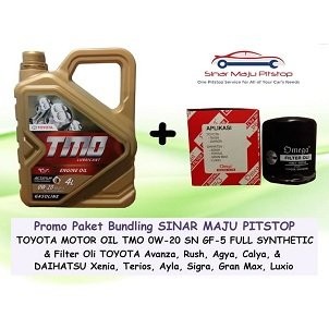 Paket Bundling Oli Mobil TMO 0W-20 API SN 4 Liter & Filter Oli DAIHATSU AYLA & DAIHATSU SIGRA