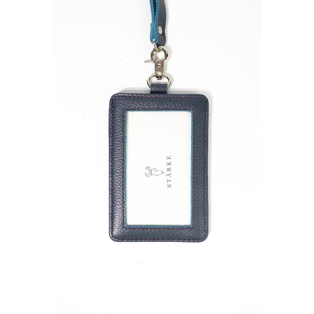 

Promo Lanyard Name Tag Kulit Asli Starke Leather Hustle Hog Navy Tekstur