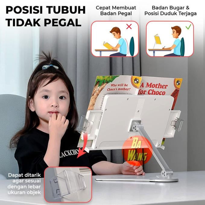 

Grosir Book Stand Standing Holder Dudukan Penjepit Sandaran Tatakan Buku