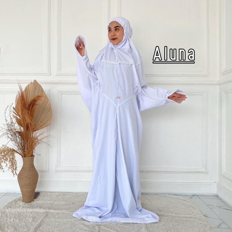 Promo Mukena Langsungan Dewasa/ Mukena Terusan Polos/ Mukena Putih Bersih Aluna Bisa Bayar Ditempat