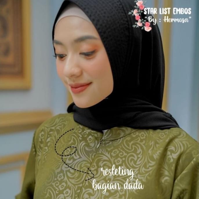 Gamis Embos Motif Flower Army-Gamis Wanita Army Premium-Pakaian Army Noviaputri17A
