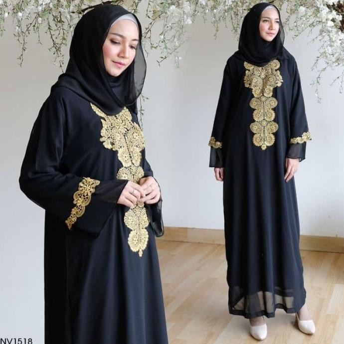 Abaya Rama Azkia Syari Fit To Xl Baju Gamis Wanita Realpict Long Dress Noviaputri17A