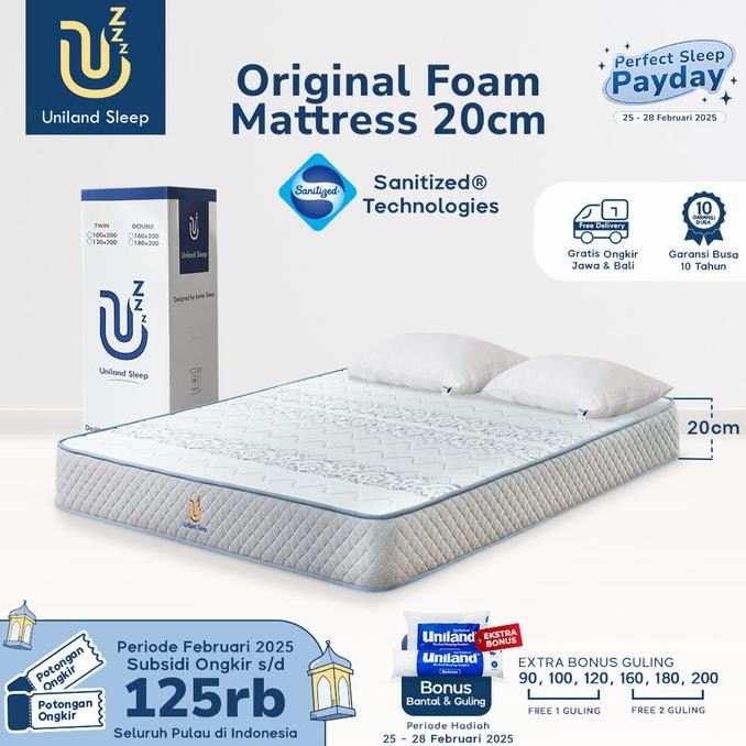 Kasur Busa Uniland Sleep Original 20cm Foam Mattress Box FREE BANTAL ..