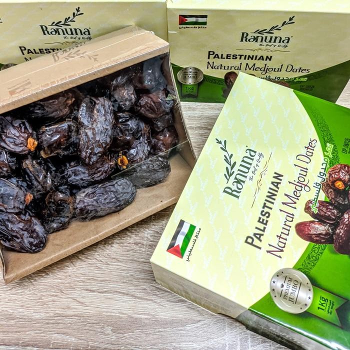 

Kurma Medjol Palestine Raruna Super premium Kemasan kardus 1kg