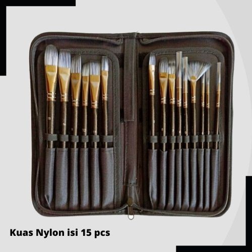 

Seamiart 15 Pcs Kuas Lukis Nylon dengan Kanvas Bag Untuk Seniman.