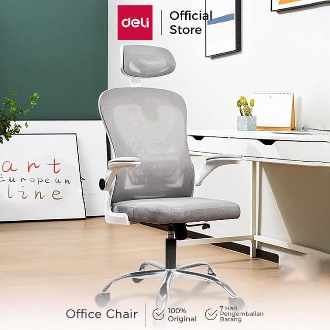 . Deli Office Chair / Kursi Kantor Kerja Jaring Bantalan Tangan E4930