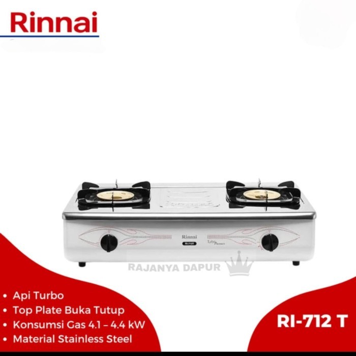 Kompor 2 Mata Rinnai 712T - Kompor 2 Tungku Rinnai 712 T -Kompor Turbo