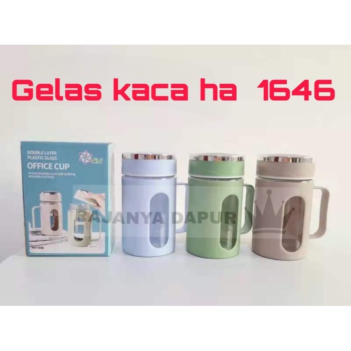 Gelas Kaca Ha 1646 - Gelas Kantor - Gelas Souvenir - Gelas 500Ml - Botol Kaca 500 Ml