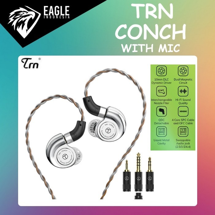 TRN Conch 10mm Dual Magnetic DLC In Ear Monitor Earphone