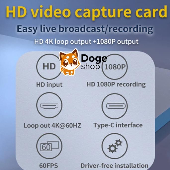 ACASIS HD33 HDMI VIDEO CAPTURE CARD TYPE C LOOP USB ALT. ELGATO EZCAP