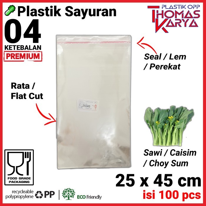 

25X45 Cm Plastik Opp Tebal (Lem) Plastik Sayuran Plastik Caisim