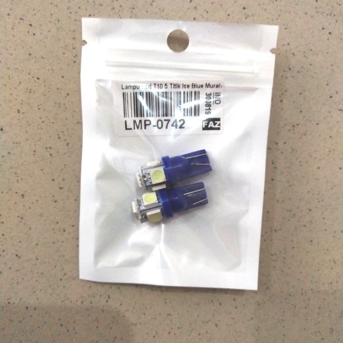 Lampu Kota Mobil LED T10 5 titik Ice Blue Dop Kota Mobil Set