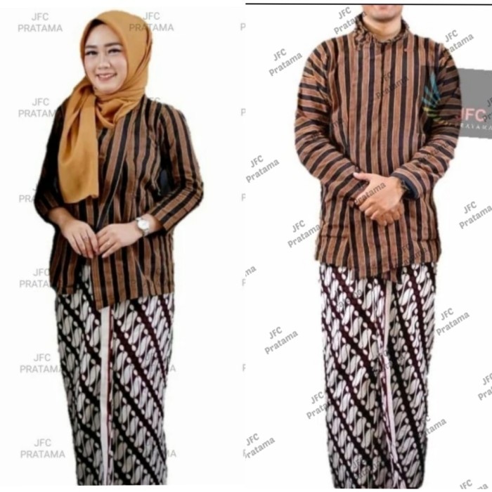 Kemeja Couple Surjan Lurik + Kain Jarik Pria Wanita Kebaya