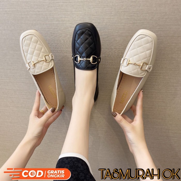 SEPATU FLAT SHOES KERJA WANITA HAK 3 CM IMPORT KULIT ELEGAN MULES ORI
