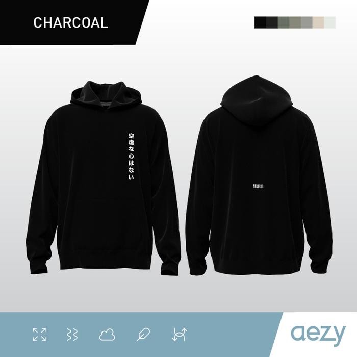 No Void Minds Aezy Kanji Hoodie Charcoal
