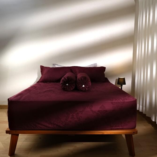 Grosir Sprei Katun Jacquard Kingkoil - Teracota Merah Bata