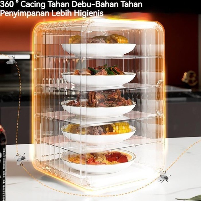 Best Seller CodTudung Saji 5 Susun Jumbo Tebal Terbaru Food Storage Rak Makanan Bahan Akrilik