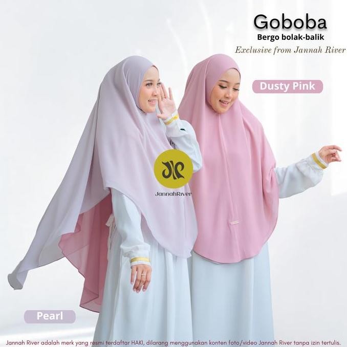 Spesial Jannah River - Bergo Syari Bolak-Balik Goboba Ceruty Babydoll Premium 2 Layer Warna - Khimar