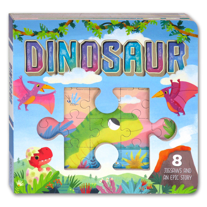 Interactive Puzzle Book - Dinosaur with 8 Jigsaw and a Cute Story