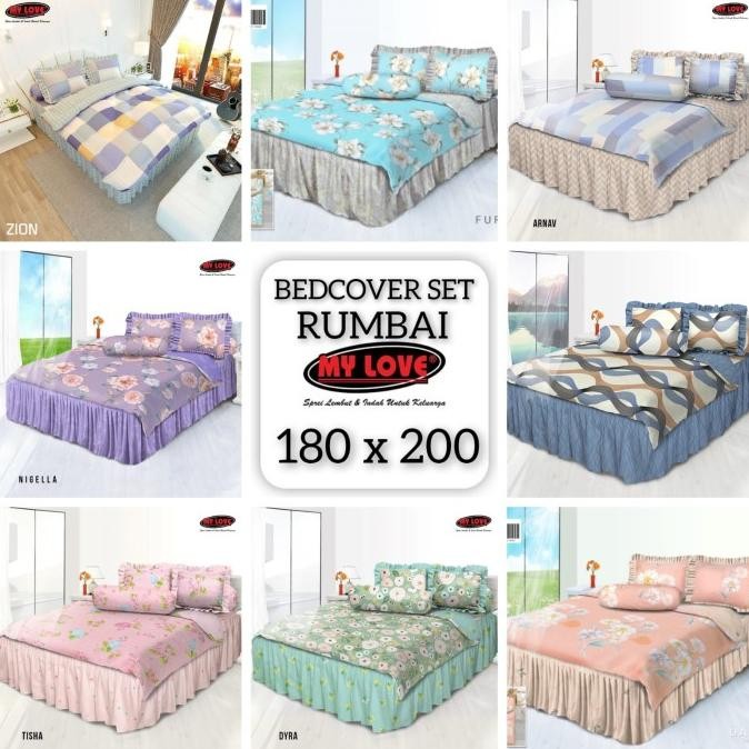 Promo My Love - Bedcover Set Rumbai King 180X200 (Rumbai Topi) Mylove