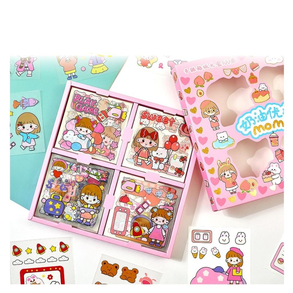 

BISA COD HOKO Momo Stiker Lucu Sticker Kartun Korea Motif Anti Air / Box isi 100 lembar aw-96